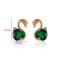 23280 Hot sale elegant women jewelry heart shaped gemstone swan shaped stud earrings